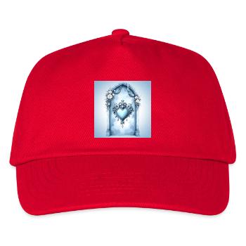 Dekorativer Herzrahmen im blauen Barockstil - Kinder Basecap - Rot - Vorne