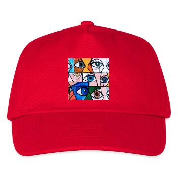 Abstrakter Ausdruck mehrfarbiger Augen - Kinder Basecap - Rot - Vorne