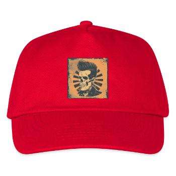 Hüftiger Totenkopf im Rockabilly Style - Kinder Basecap - Rot - Vorne