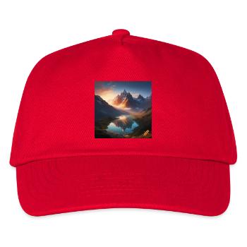 Schneebedeckte Berge bei Sonnenuntergang - Kinder Basecap - Rot - Vorne