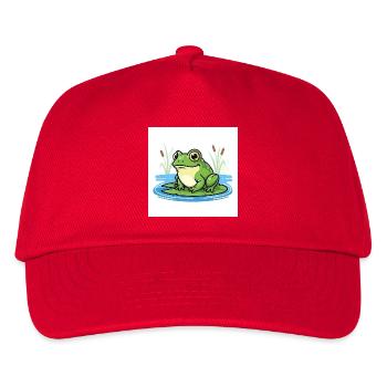 Charmanter Frosch auf Seerose - Kinder Basecap - Rot - Vorne