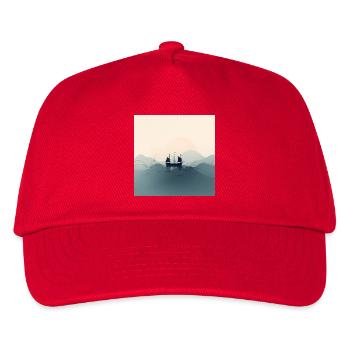 Sailing boat in minimalist ocean - Kids’ Baseball Cap - red - Front