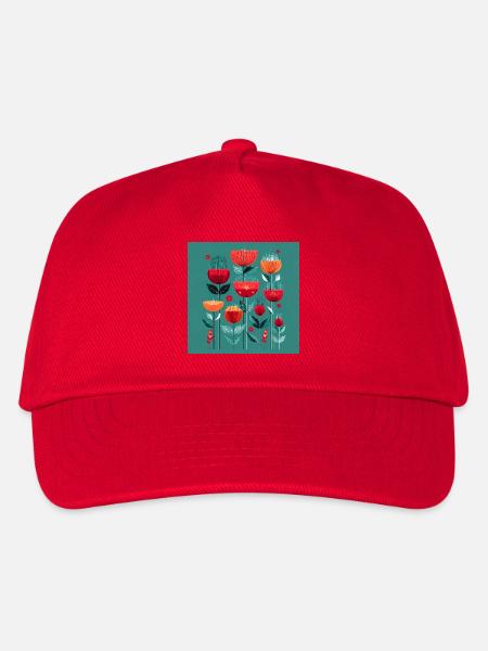 Abstrakte Blumen in leuchtenden Farben - Kinder Basecap - Rot