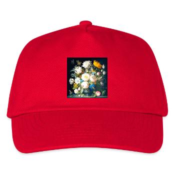 Blumenstrauß mit Schmetterlingen barock flämisch - Kinder Basecap - Rot - Vorne