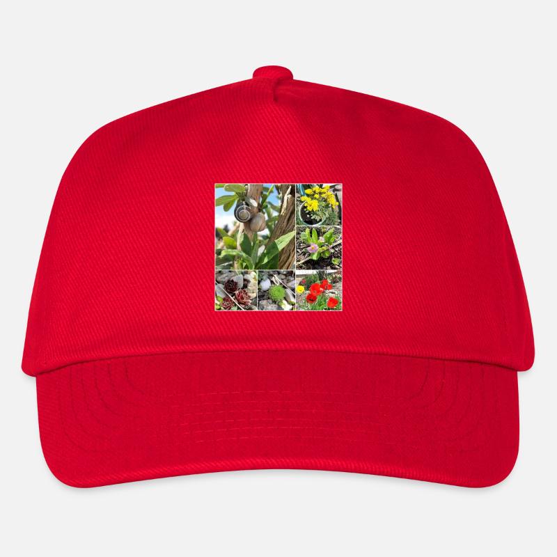 Verschiedene Gartenpflanzen und Schnecken - Kinder Basecap - Rot