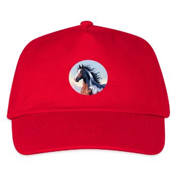 Tinker Hengst im Galopp in Berglandschaft - Kinder Basecap - Rot - Vorne