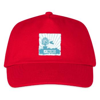 Mallorca Windmühle und Design - Kinder Basecap - Rot - Vorne