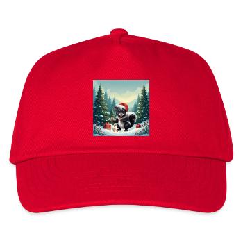 Christmas skunk in snowy forest - Kids’ Baseball Cap - red - Front