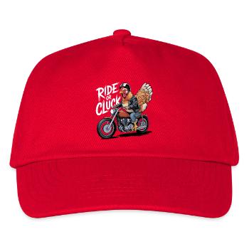 Rooster Biker: Leather Jacket on Bike - Kids’ Baseball Cap - red - Front