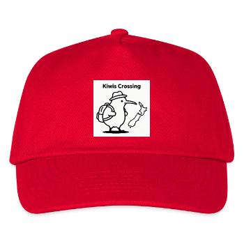 Kiwis Crossing: Traveling Kiwi with Backpack - Kids’ Baseball Cap - red - Front