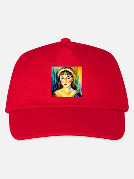 Lebendiges Regenbogen-Frauenporträt - Kinder Basecap - Rot