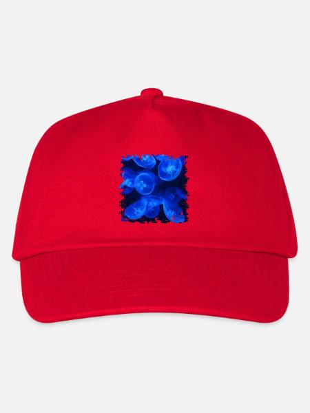 Faszinierende Biolumineszenz, Blaue Qualle - Kinder Basecap - Rot