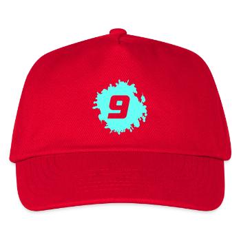 Neun Cyan Splash Grafik - Kinder Basecap - Rot - Vorne