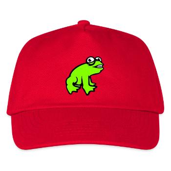 Frosch grinst cool lustig Comic verrückte Kröte - Kinder Basecap - Rot - Vorne