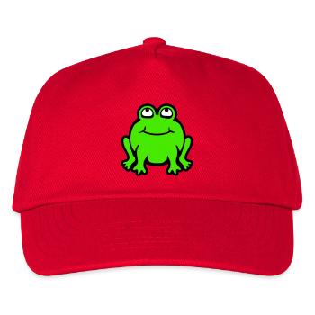 Frosch Kröte lächelt lustig guckt hoch nach oben - Kinder Basecap - Rot - Vorne