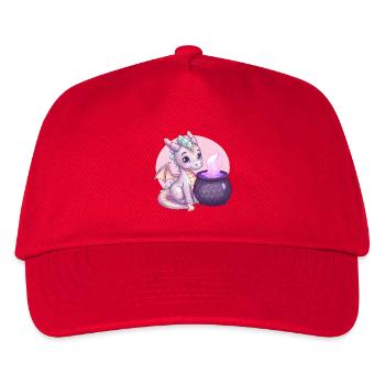 Cute Dragon with Magic Cauldron – Fantasy Art - Kids’ Baseball Cap - red - Front