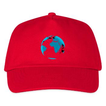 Blauer Globus Neon Schwarz - Kinder Basecap - Rot - Vorne