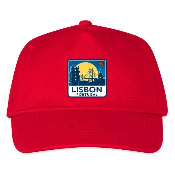Skyline von Lissabon bei Sonnenuntergang - Kinder Basecap - Rot - Vorne