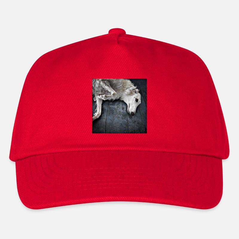 Weißer Windhund am Boden - Kinder Basecap - Rot