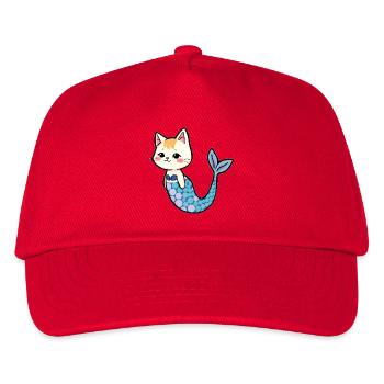 Katze als Meerjungfrau - Kinder Basecap - Rot - Vorne