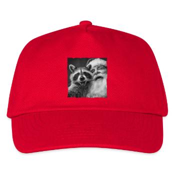 Waschbär Selfie mit Weihnachtsmann  - Kinder Basecap - Rot - Vorne