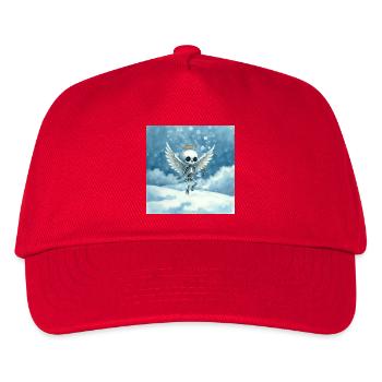 Skelettengel mit Heiligenschein in Wolken - Kinder Basecap - Rot - Vorne