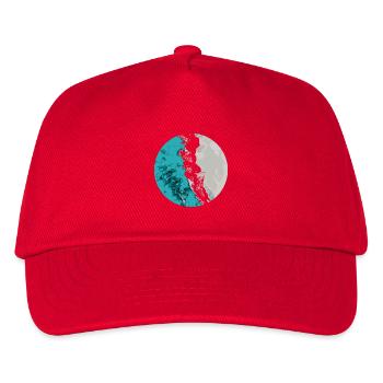 Split Earth Teal Moon - Kids’ Baseball Cap - red - Front