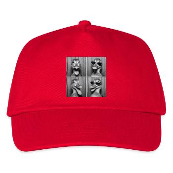 Lustig Ente Fotobox Selfie Sonnenbrille - Kinder Basecap - Rot - Vorne