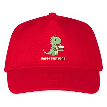 Dino with a birthday cake - Kids’ Baseball Cap - red - Front