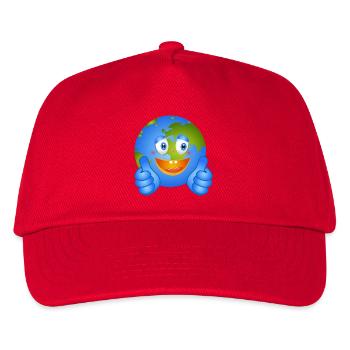 Fröhliche Erde mit Daumen nach oben – Comic Stil - Kinder Basecap - Rot - Vorne