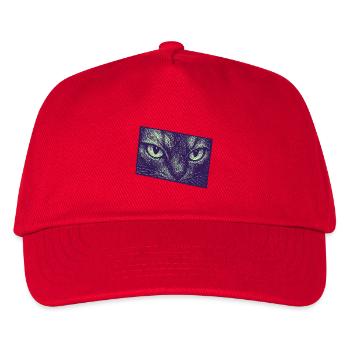 Neon Cat Gaze Modern Graphic Art - Kids’ Baseball Cap - red - Front