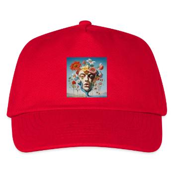 Floral Mask Portrait Surreal - Kids’ Baseball Cap - red - Front