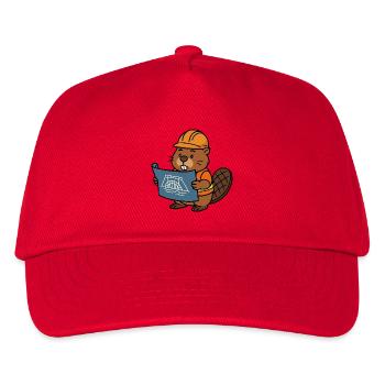 Biber Bauarbeiter Bob Baumeister Plan Bau Staudamm - Kinder Basecap - Rot - Vorne