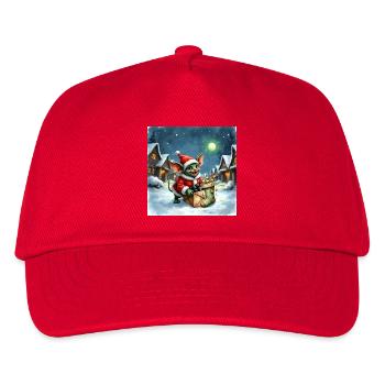 Christmas Elf Pushes Snowy Gift - Kids’ Baseball Cap - red - Front