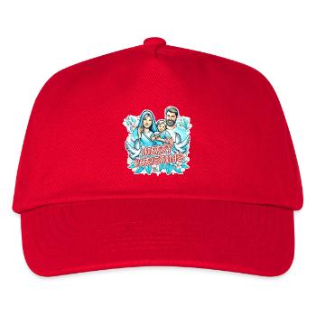 Frohe Weihnachten von der Heiligen Familie - Kinder Basecap - Rot - Vorne