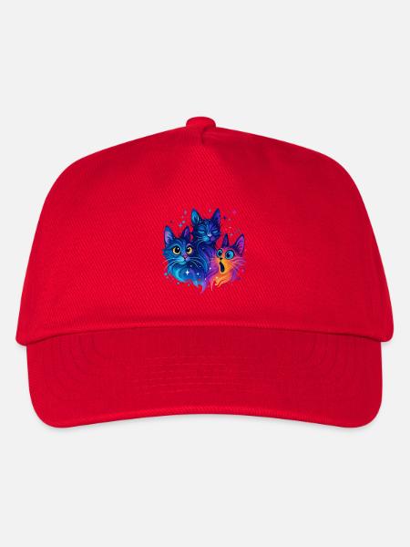 Neon Galaxy Katzen Trio - Kinder Basecap - Rot