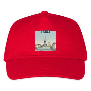 Pariser Skyline-Eiffeldruck - Kinder Basecap - Rot - Vorne
