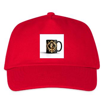 Barocke goldene Figur auf einer schwarzen Tasse - Kinder Basecap - Rot - Vorne