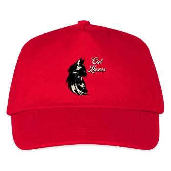 Katzenliebhaber Silhouette - Kinder Basecap - Rot - Vorne