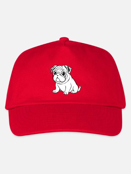 Mops weiß Hunde T-shirt Geschenk Weihnachten - Kinder Basecap - Rot