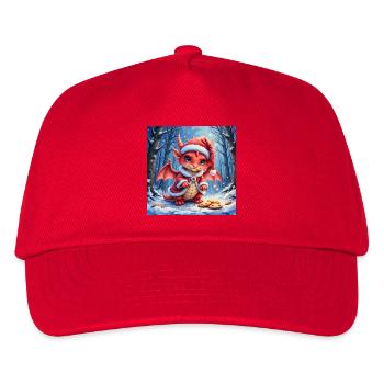 Adorable Christmas Dragon in Snowy Forest - Kids’ Baseball Cap - red - Front