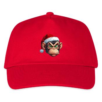 Affe mit Weihnachtsmütze :) - Kinder Basecap - Rot - Vorne