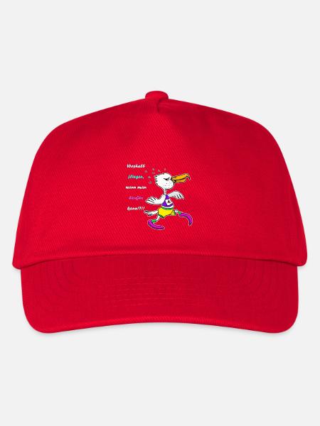 Marathon Möwe – Lustiger Lauf‑Cartoon - Kinder Basecap - Rot