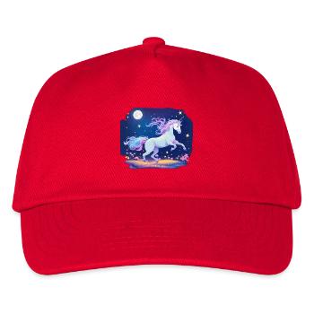 Mondnacht Einhorn im Sternenland - Kinder Basecap - Rot - Vorne