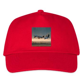 Gray Cranes Morning Mist Migratory Birds Golden Light - Kids’ Baseball Cap - red - Front