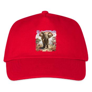 Savannen Elefant im Aquarellstil - Kinder Basecap - Rot - Vorne