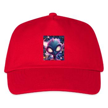 Neon-Alien Porträt im Psychedelicht - Kinder Basecap - Rot - Vorne