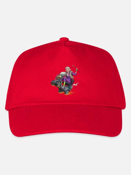 Granny purple on racing mobility scooter - Kids’ Baseball Cap - red