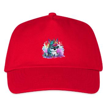 Techicorn Neon Einhorn - Kinder Basecap - Rot - Vorne