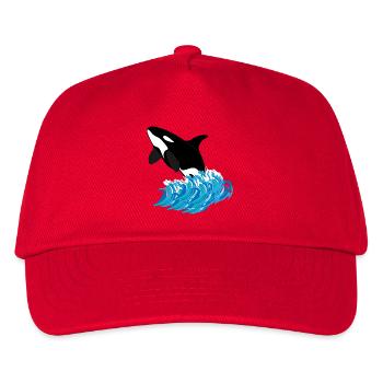 Orca-Druck - Kinder Basecap - Rot - Vorne